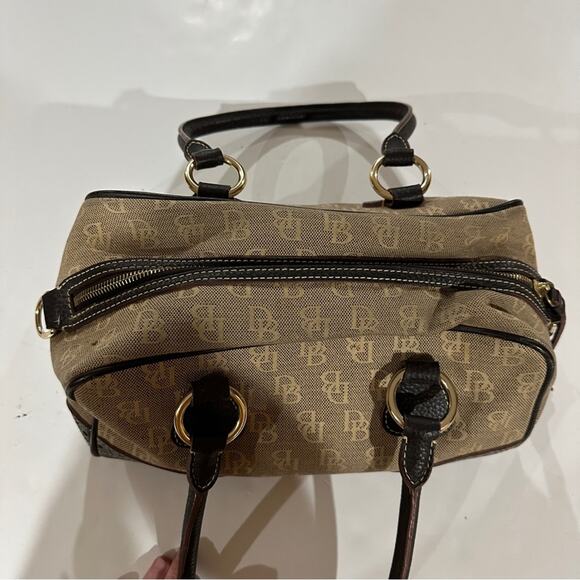 Vintage Dooney & Bourke Canvas Leather Satchel Shoulder Bag - Picture 4 of 16